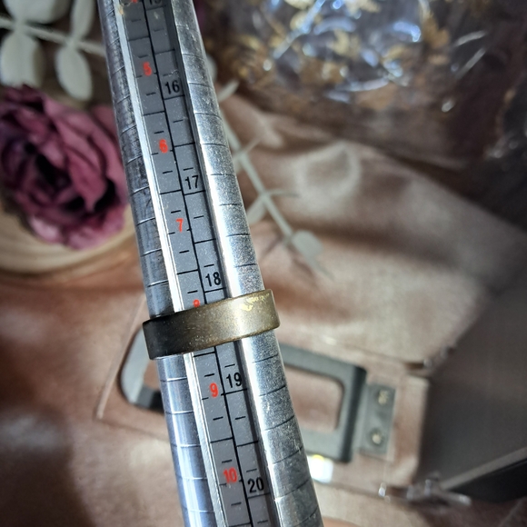 SOLD -- Minimalist Wide Band Dark Tone Statement Ring - Picture 4 of 4